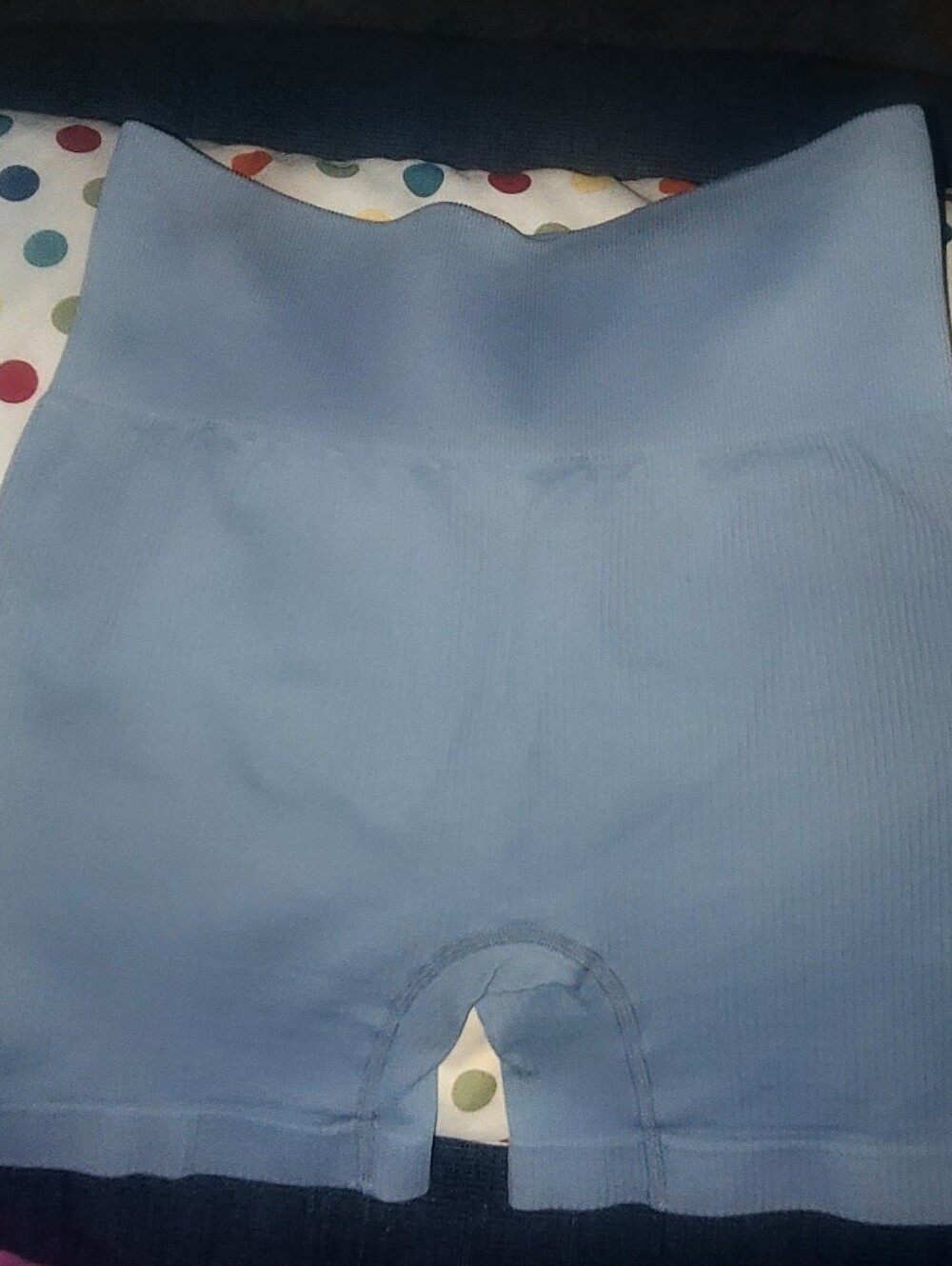 Light Blue Seamless Ribbed High-Waisted Biker Shorts - Size Small
